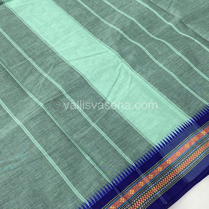 Kanchi Cotton Saree - Greyish Blue with Blue - VVKCS003