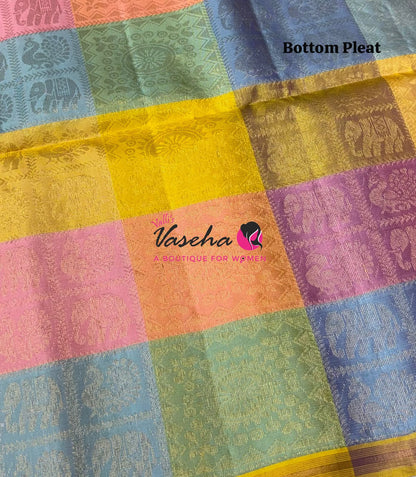 Pure Soft Silk Saree - Partly Pallu -  Half & Half Saree - VVPSS088