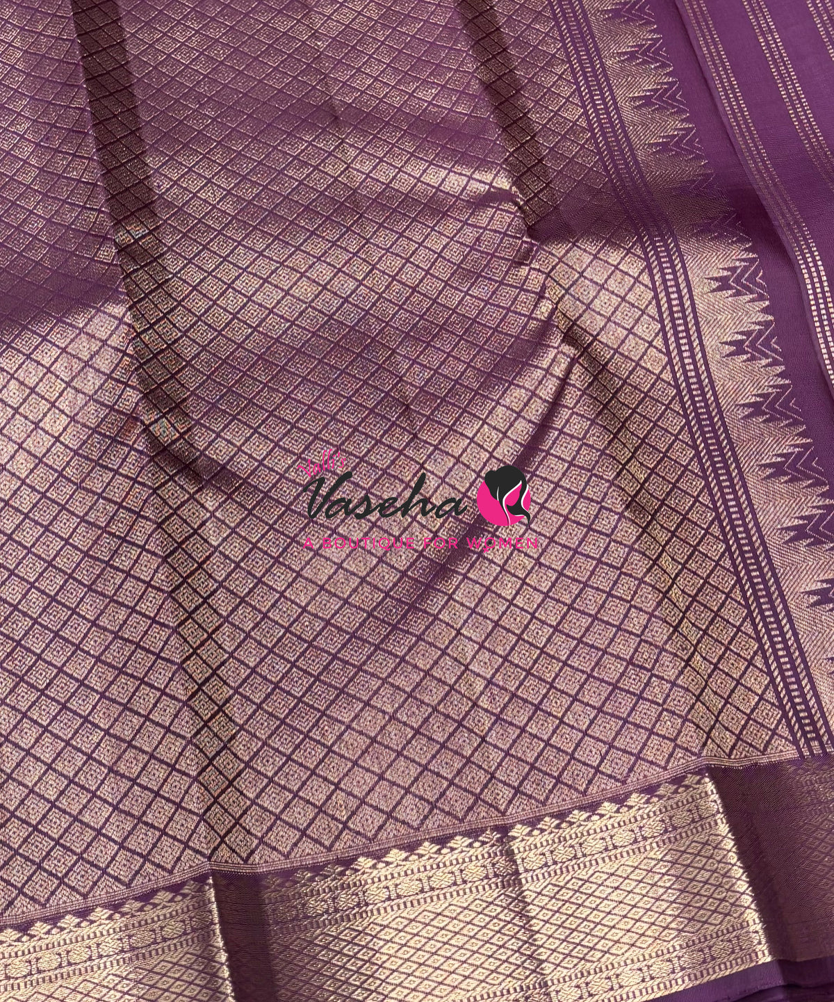 Pure Kanchipuram Silk Saree - Shade Of Purplish Wine - 3 - VVPS093
