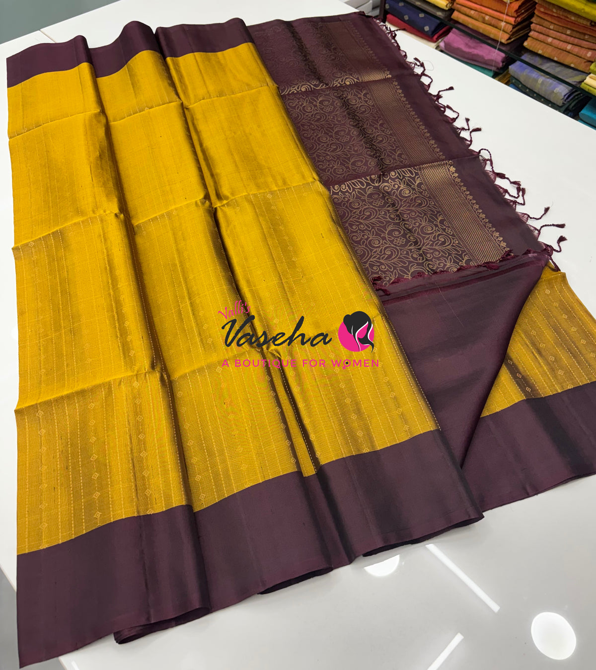Pure Soft Silk Saree  - Yellow & Wine  Combo - VVPSS138
