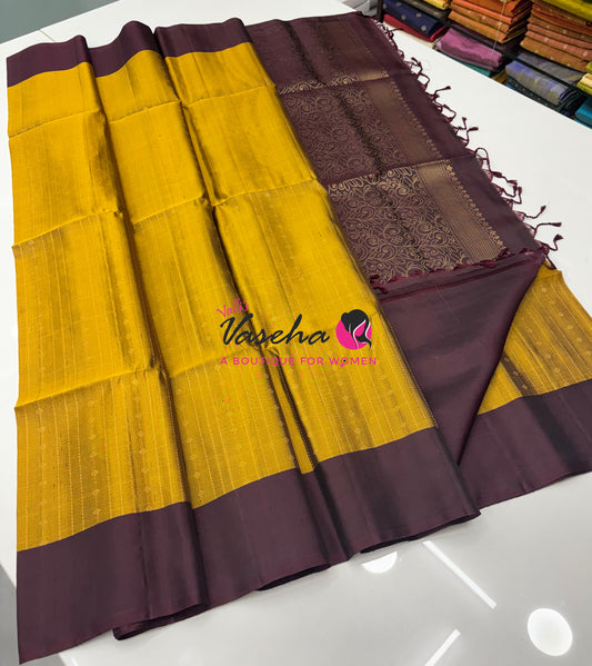 Pure Soft Silk Saree  - Yellow & Wine  Combo - VVPSS138