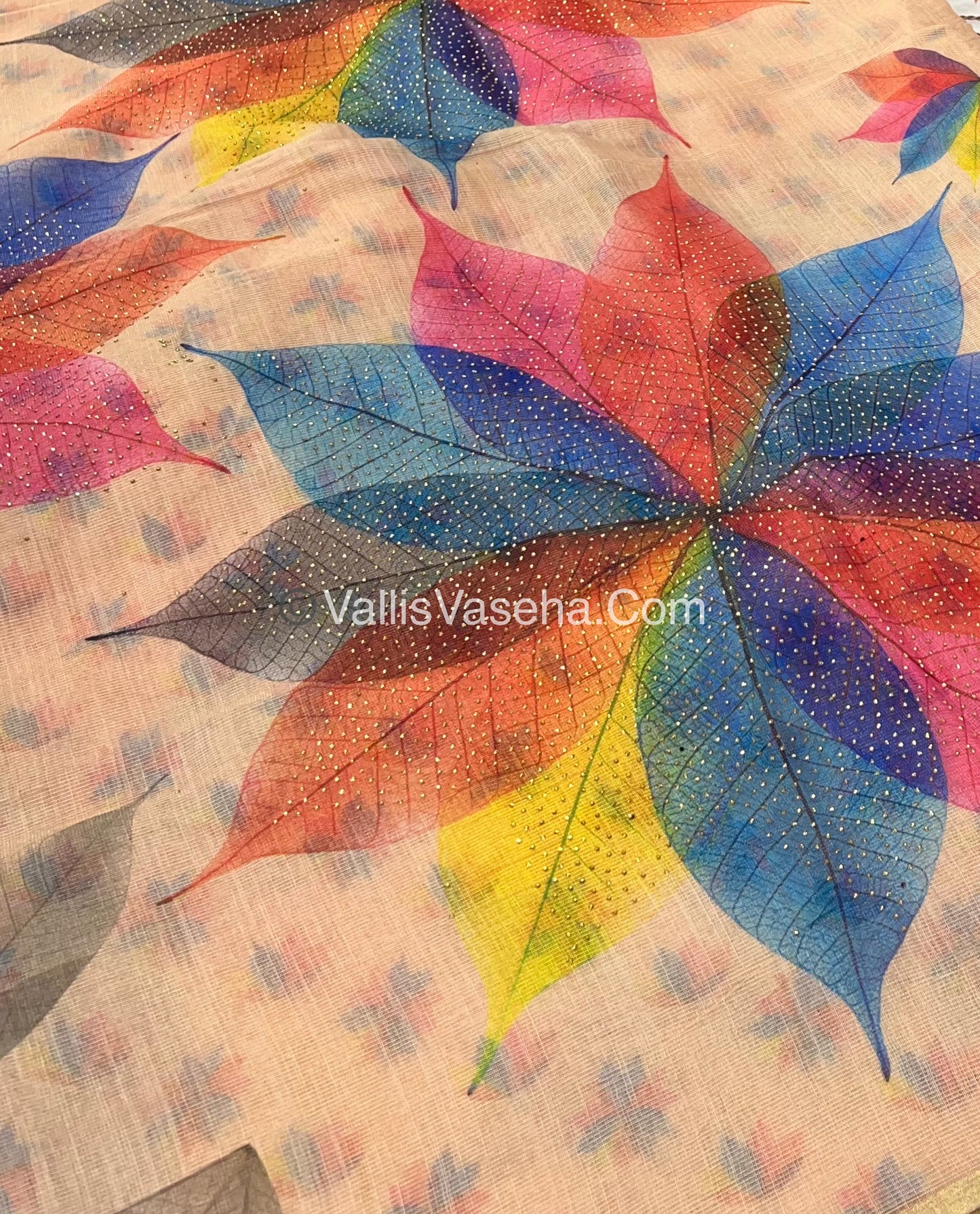 Semi Kota Tissue Sarees - Stone Studded - Cream ( Beige) Shade - VVSKS003