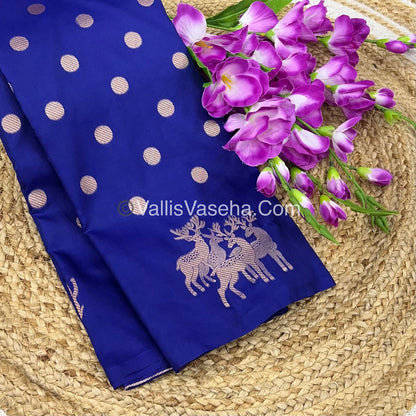 Semi Soft Silk - Deer Butta Border - Blue Shade -VVSSS017