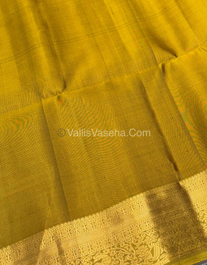 Pure Soft Silk Saree - Kanchi Border - Maroon & Yellow Combo - VVPSS046