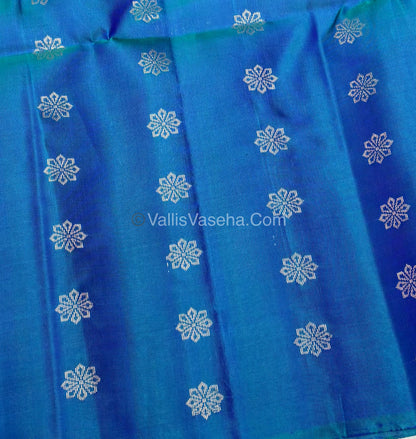 Pure Soft Silk Saree - Border Less  - Purple & Peacock Blue Combo - VVPSS066