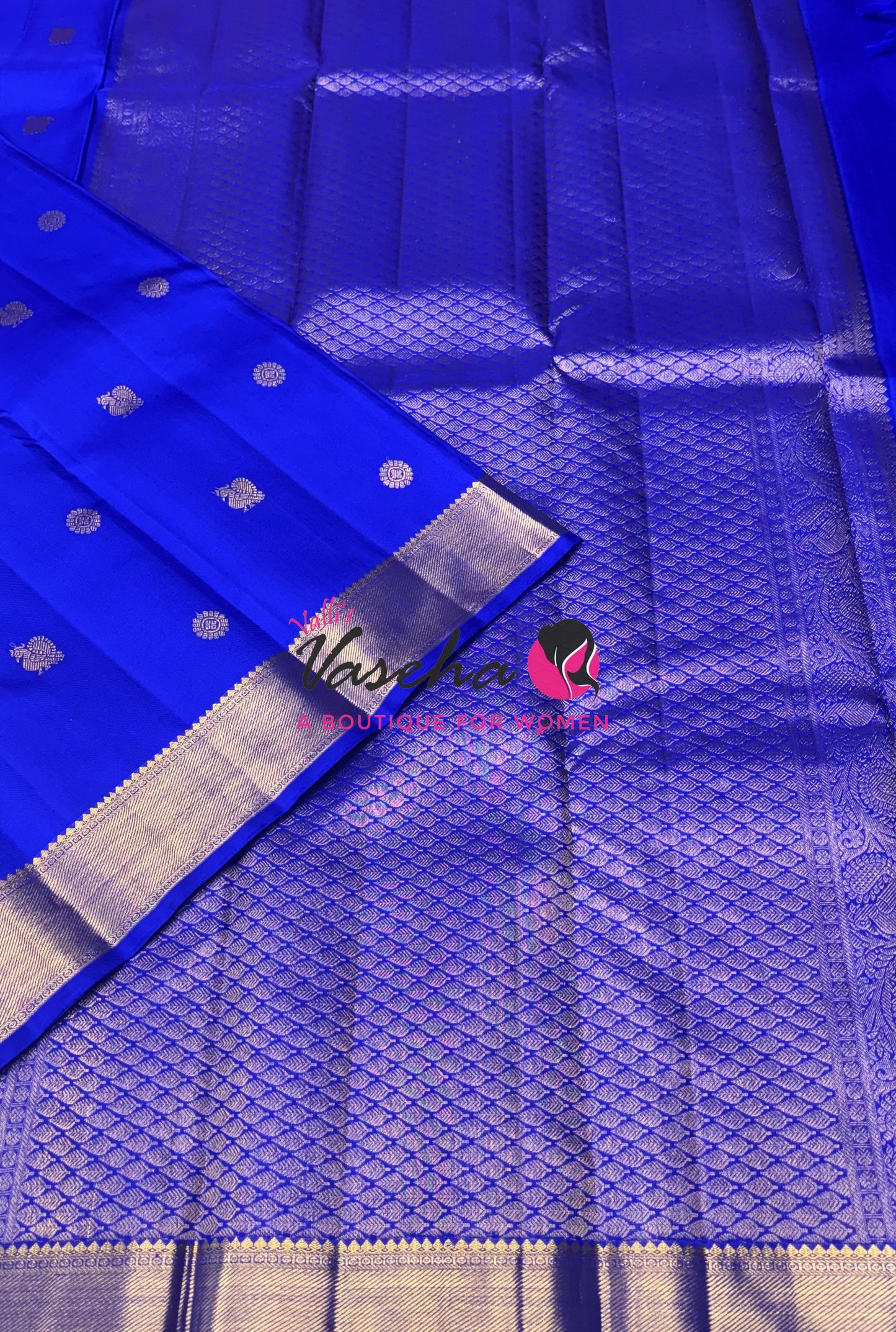 Pure Kanchipuram Silk Saree - Blue Shade - VVPS068