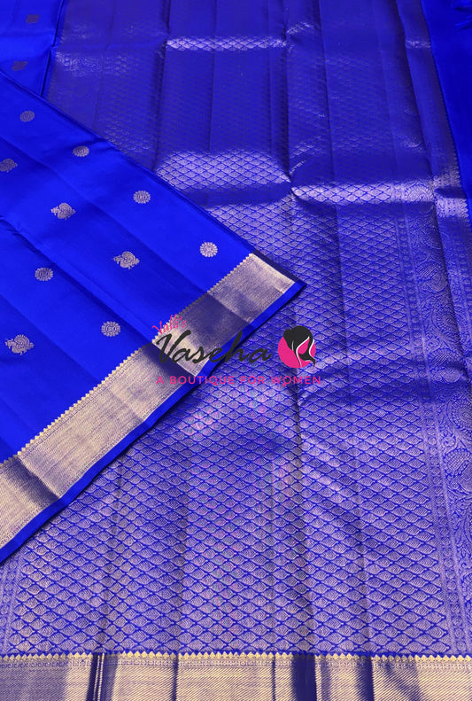 Pure Kanchipuram Silk Saree - Blue Shade - VVPS068