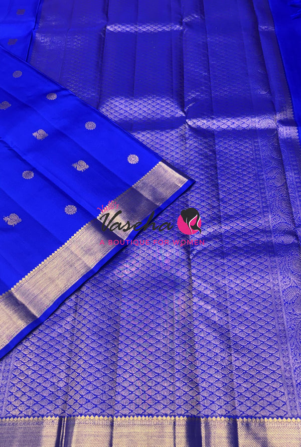 Pure Kanchipuram Silk Saree - Blue Shade - VVPS068
