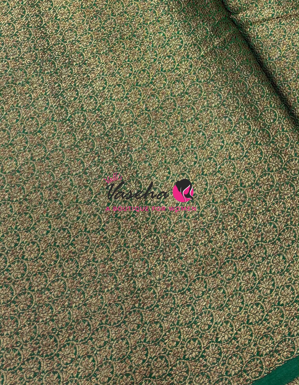 Bamboo Silk Saree - Red With Green - VVBSS018