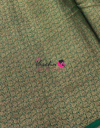 Bamboo Silk Saree - Red With Green - VVBSS018