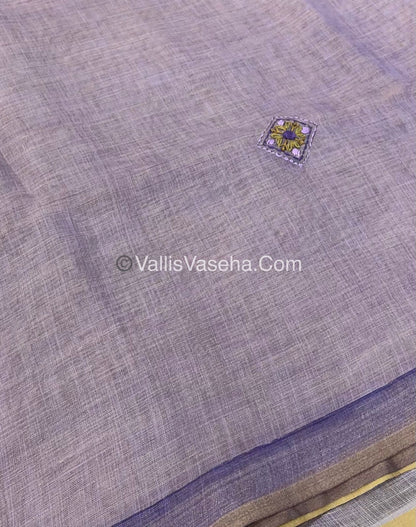 French Knot - Linen Tissue Saree - Lavendar Shade - VVLFN003