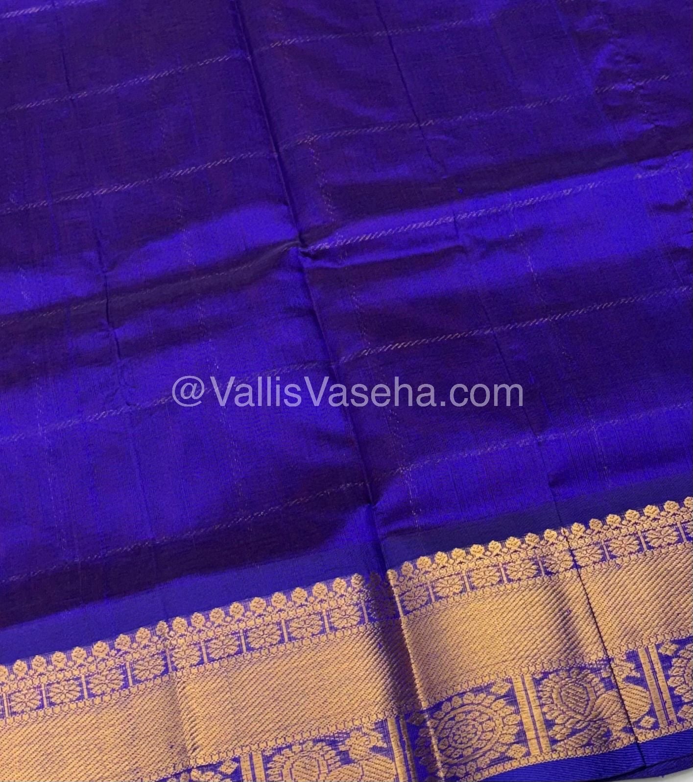 Pure Silk Cotton Saree - Mayil & Chakkaram Design - Purple With Blue  Shade - VVMC001