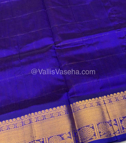 Pure Silk Cotton Saree - Mayil & Chakkaram Design - Purple With Blue  Shade - VVMC001