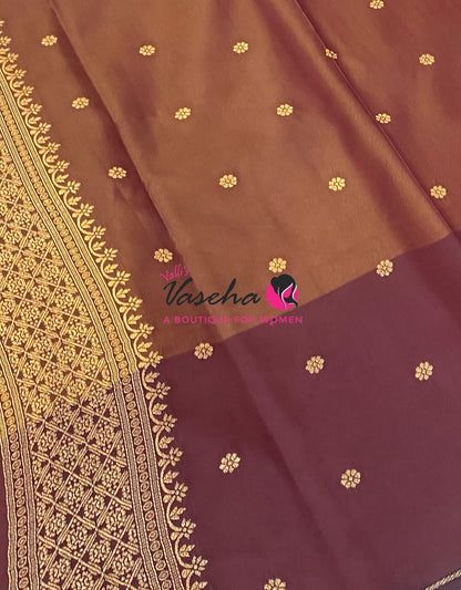 Semi Soft Silk - Dual Tone Venthayam Yellow With Merunish Brown Combo -VVSSS039