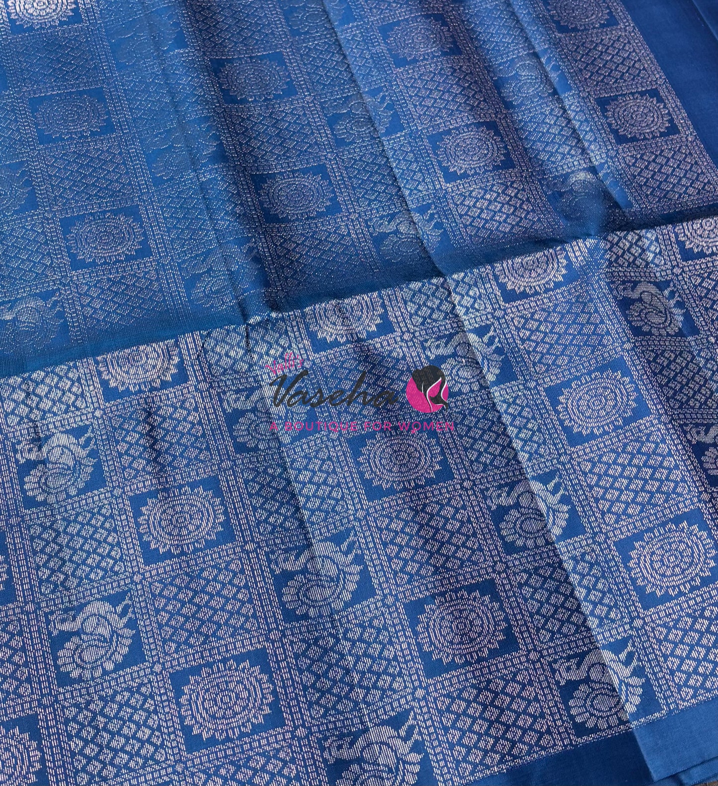 Pure Soft Silk Saree - Border Less - Peacock Blue Shade - VVPSS080