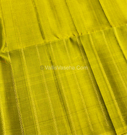 Pure Soft Silk Saree - Border Less  - Lemon Green & Purple Combo - VVPSS066