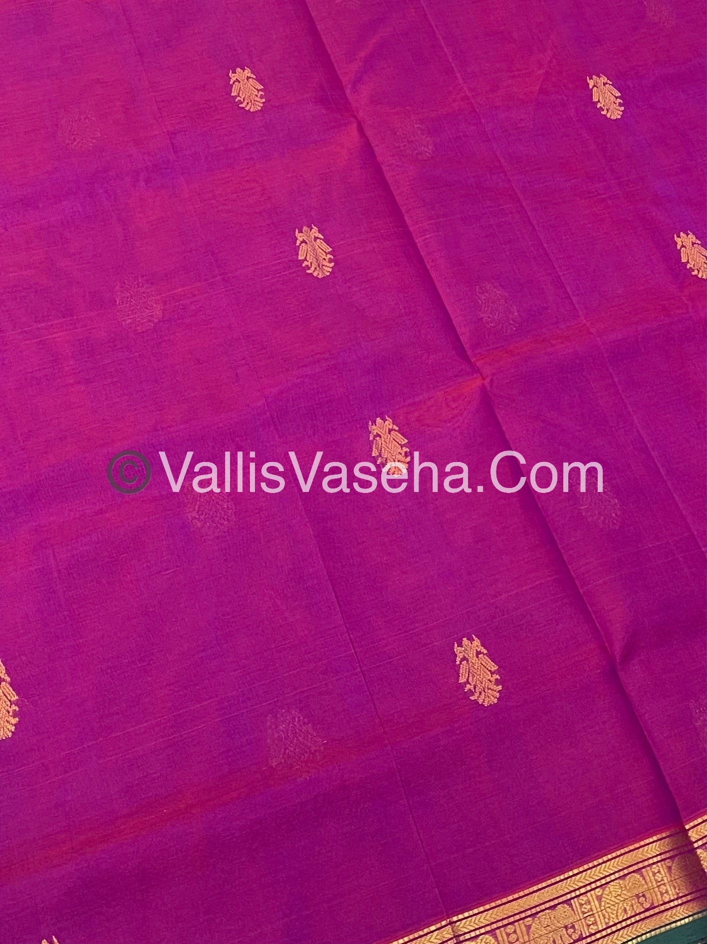 Pure Silk Cotton Saree - Retta Mayil Design - Dual Tone - Purplish Pink Shade - VVRMS001