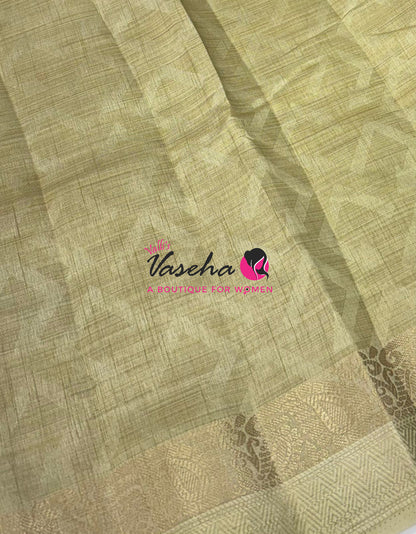 Semi Tussar Silk Saree | Creamish Gold Shade |VVSTS059