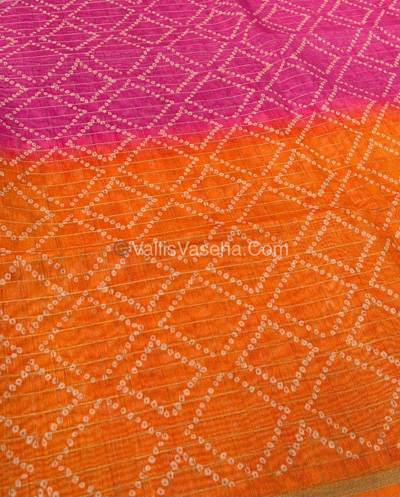 Semi Chanderi Saree - Fusion Of Bandhini & Madhubani- VVSCS002
