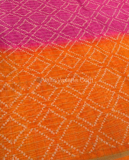 Semi Chanderi Saree - Fusion Of Bandhini & Madhubani- VVSCS002