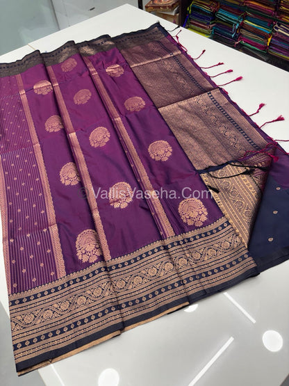 Semi Soft Silk - Violet With Blue Shade -VVSSS031 - 5