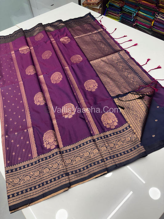Semi Soft Silk - Violet With Blue Shade -VVSSS031 - 5