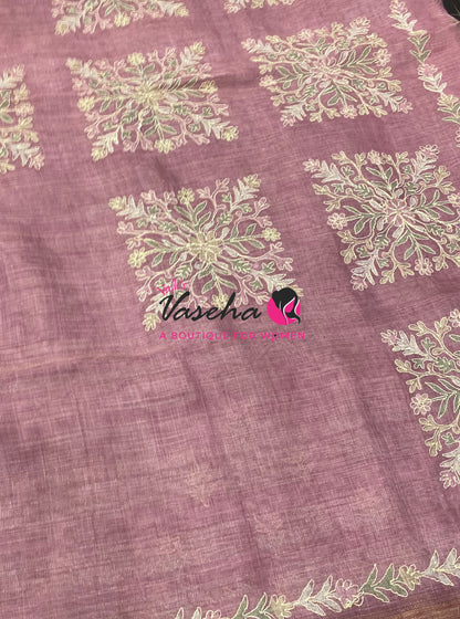 Linen Tissue Saree - Pink Shade - VVLTS005