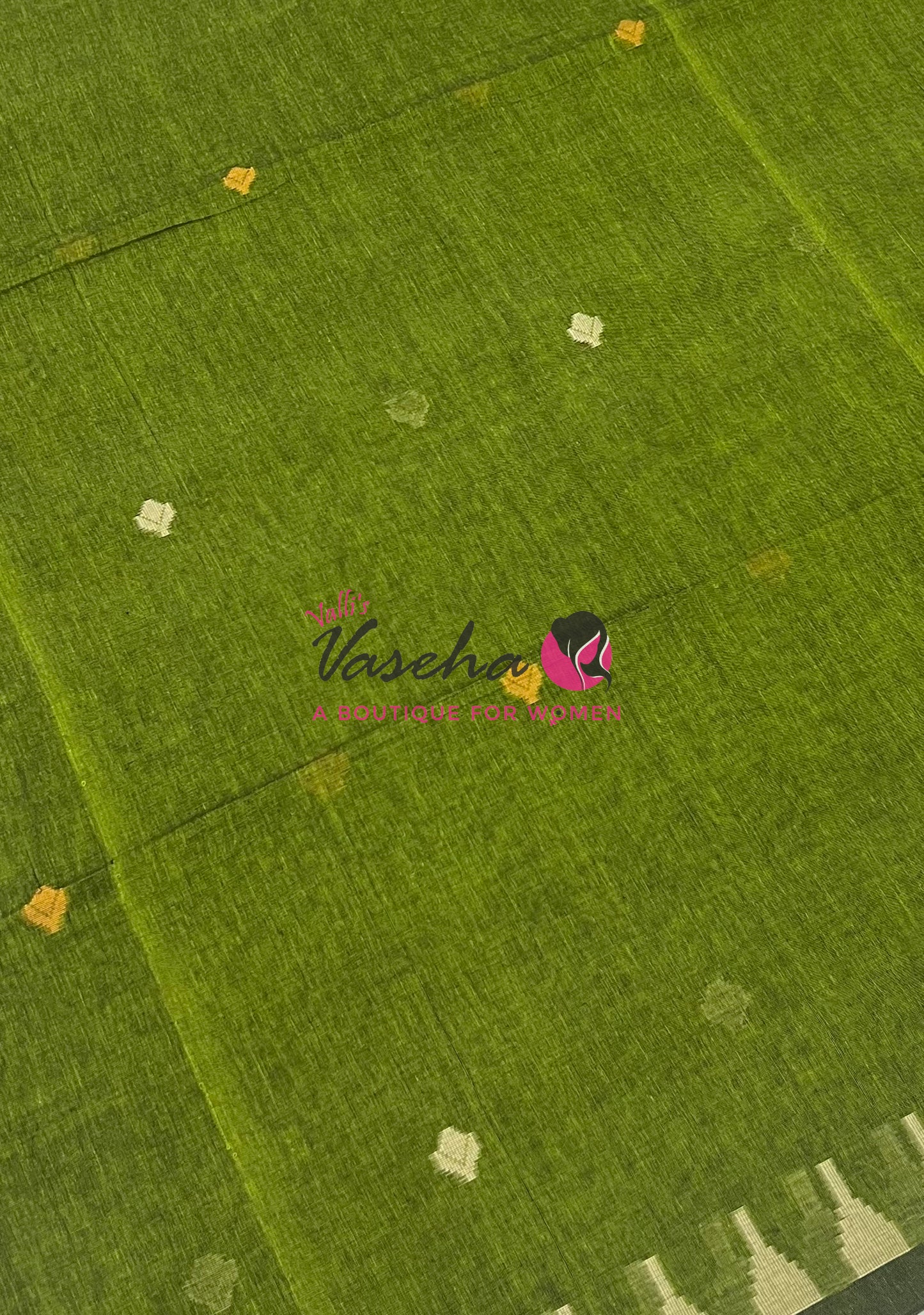 Bengal Kaddhi Cotton Saree | VVBKC001 |Mehandhi Green