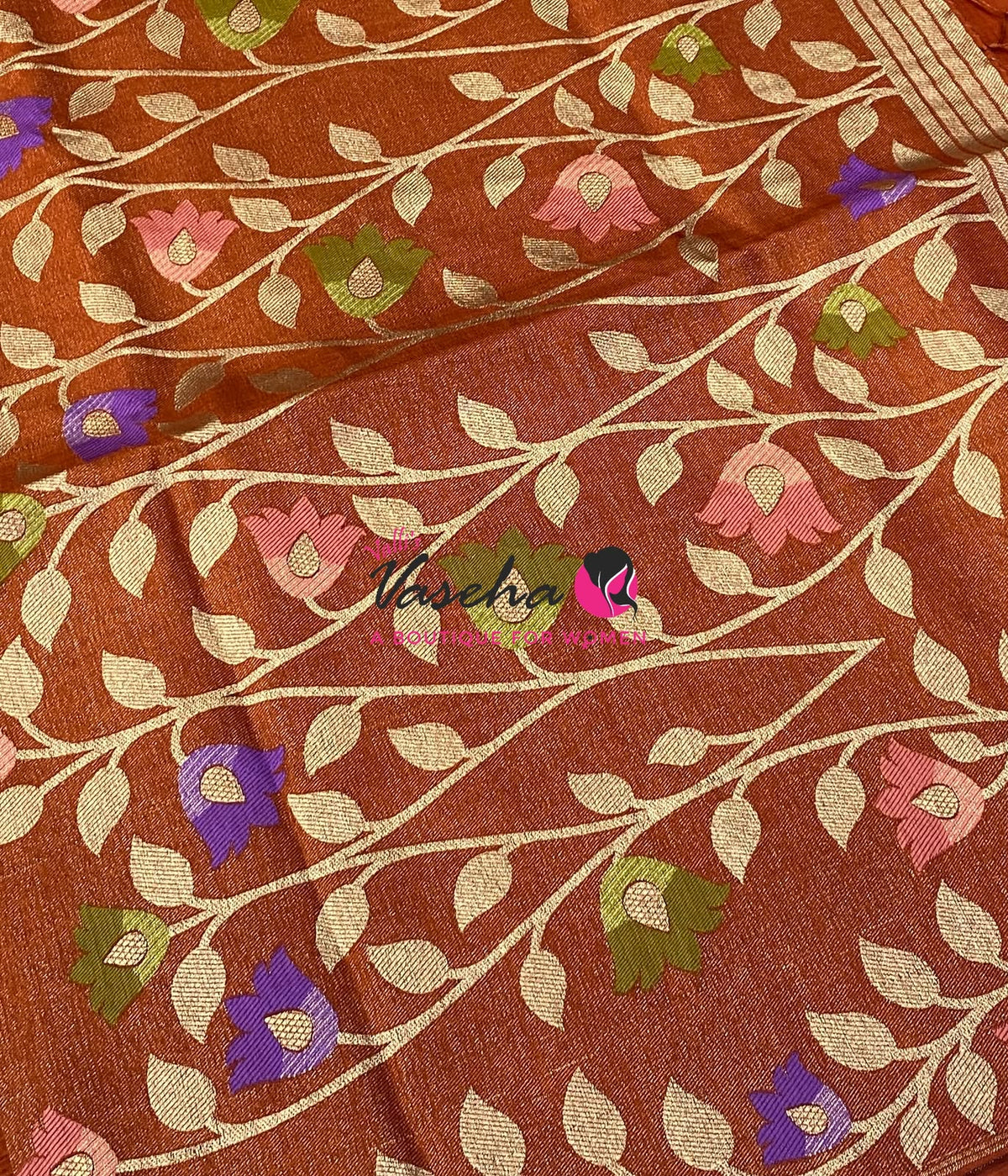 Banarasi - Heritage Meenakari Silk - Rust Orange Shade - VVBHS012