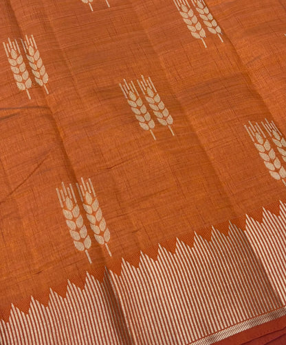 Semi Tussar Silk Saree | Rust Orange Shade |VVSTS051