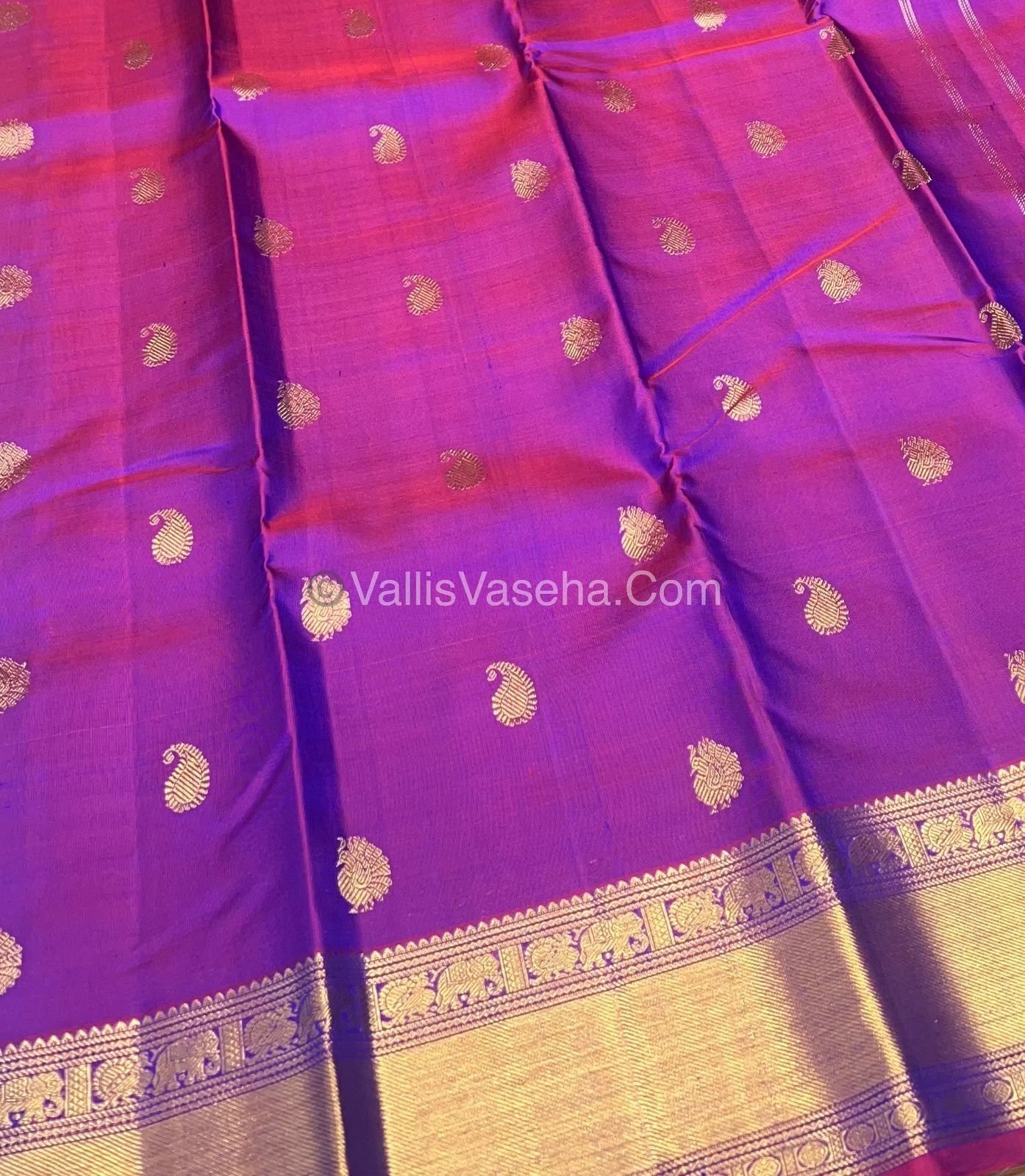 Pure Kanchipuram Silk Saree - Purple ( Vadamalli Shade) - VVPS011