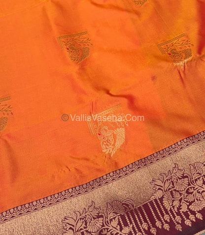 Semi Soft Silk - Orange With Brown Shade -VVSSS030 - 8