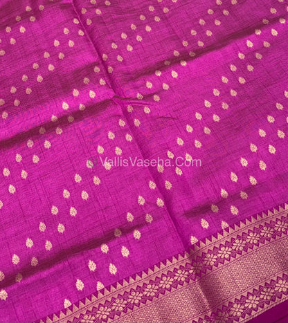 Semi Tussar Silk - Grand Pallu  - Rani Pink Shade - VVSTS017
