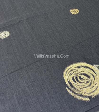 Linen Mixed Jute Silk Saree - Black Shade - VVLMJ002