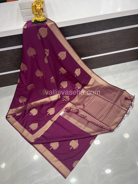 Banarasi - Heritage Silk - Semi Kathan Silk - Wine Purple Shade - VVBHS007