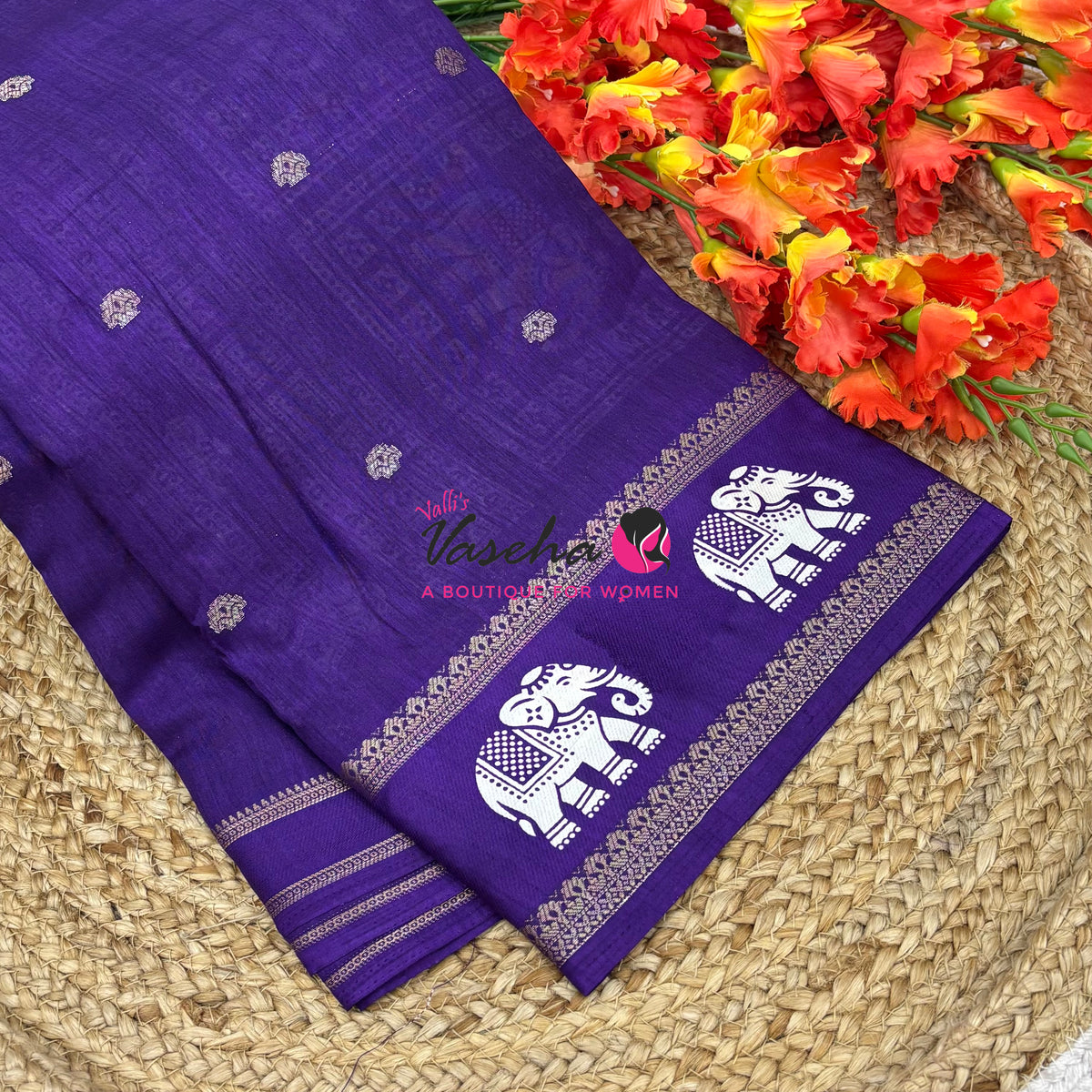 Casual Wear Sarees - Semi Binny / Semi Dola Silk - Purple Shade - VVSDS007