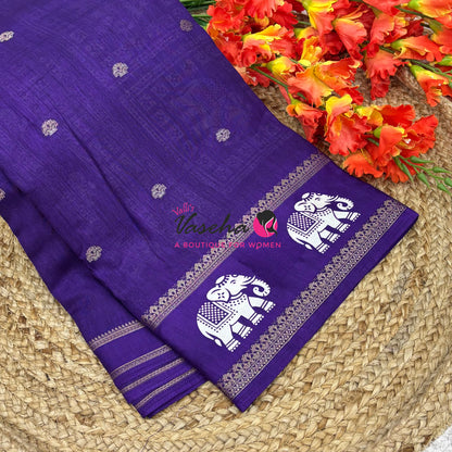 Casual Wear Sarees - Semi Binny / Semi Dola Silk - Purple Shade - VVSDS007