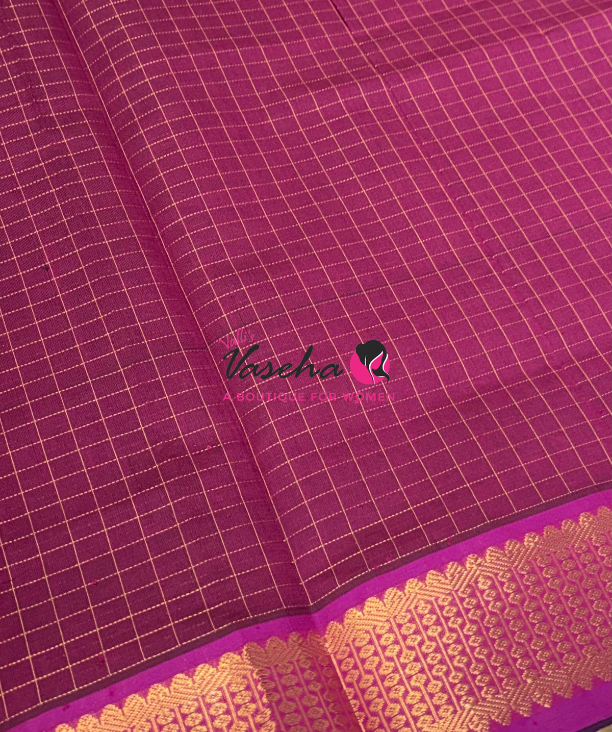 Semi Silk Cotton Saree - Checks Pattern - VVSSC019