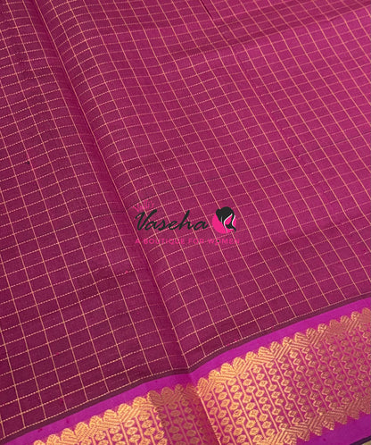 Semi Silk Cotton Saree - Checks Pattern - VVSSC019