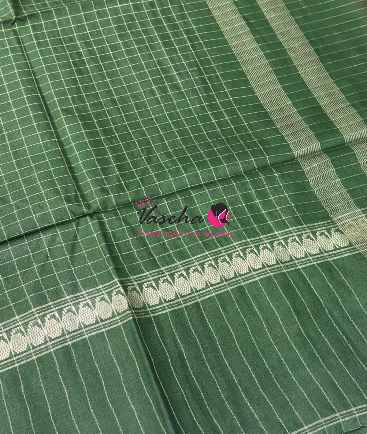 Bhagalpuri Silk | Pink With Green Combo | VVBS011
