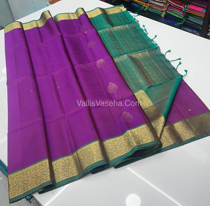 Pure Soft Silk Saree - Kanchi Border - Velum & Mayilum - Purplish Pink & Green Combo - VVPSS046