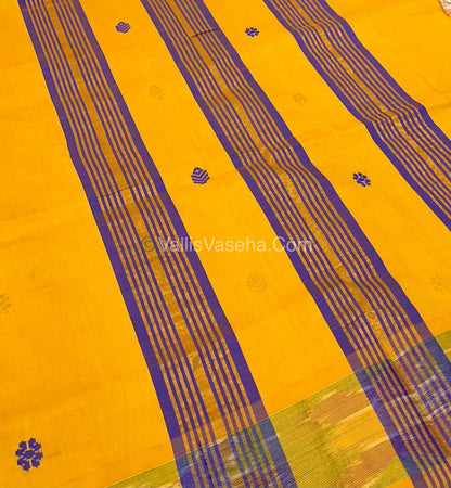 Semi Silk Cotton Saree -  Blue & Yellow - VVSSC001