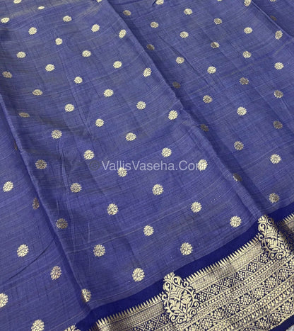 Semi Tussar Silk Saree - Navy Blue shade - VVSTS032