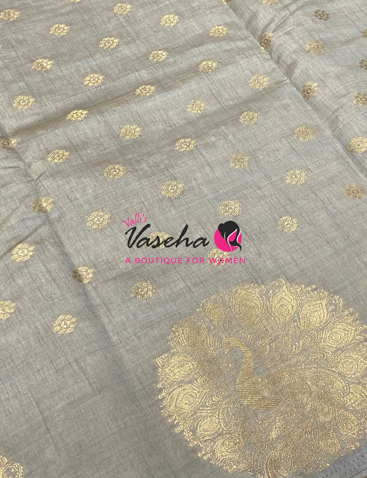 Semi Tussar Silk Saree | Grey Shade |VVSTS056