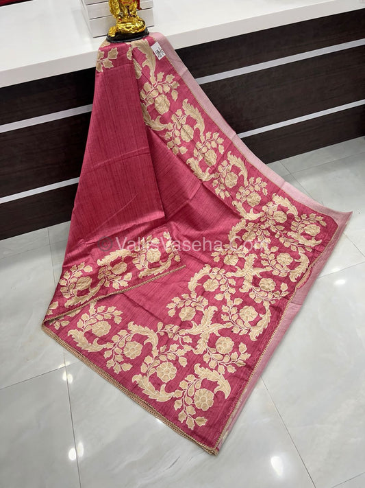 Semi Raw Silk with embroidery work - VVSRS001