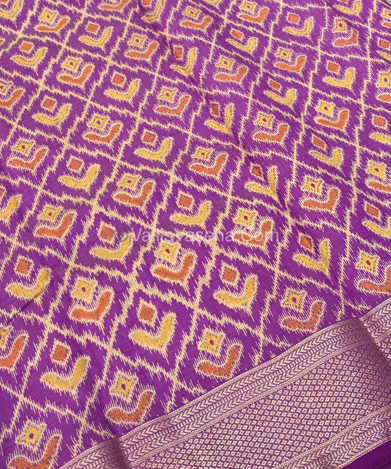 Semi Tussar Silk Saree - Ikkat / Pochampally Design - Purplish Pink Shade - VVSTS033