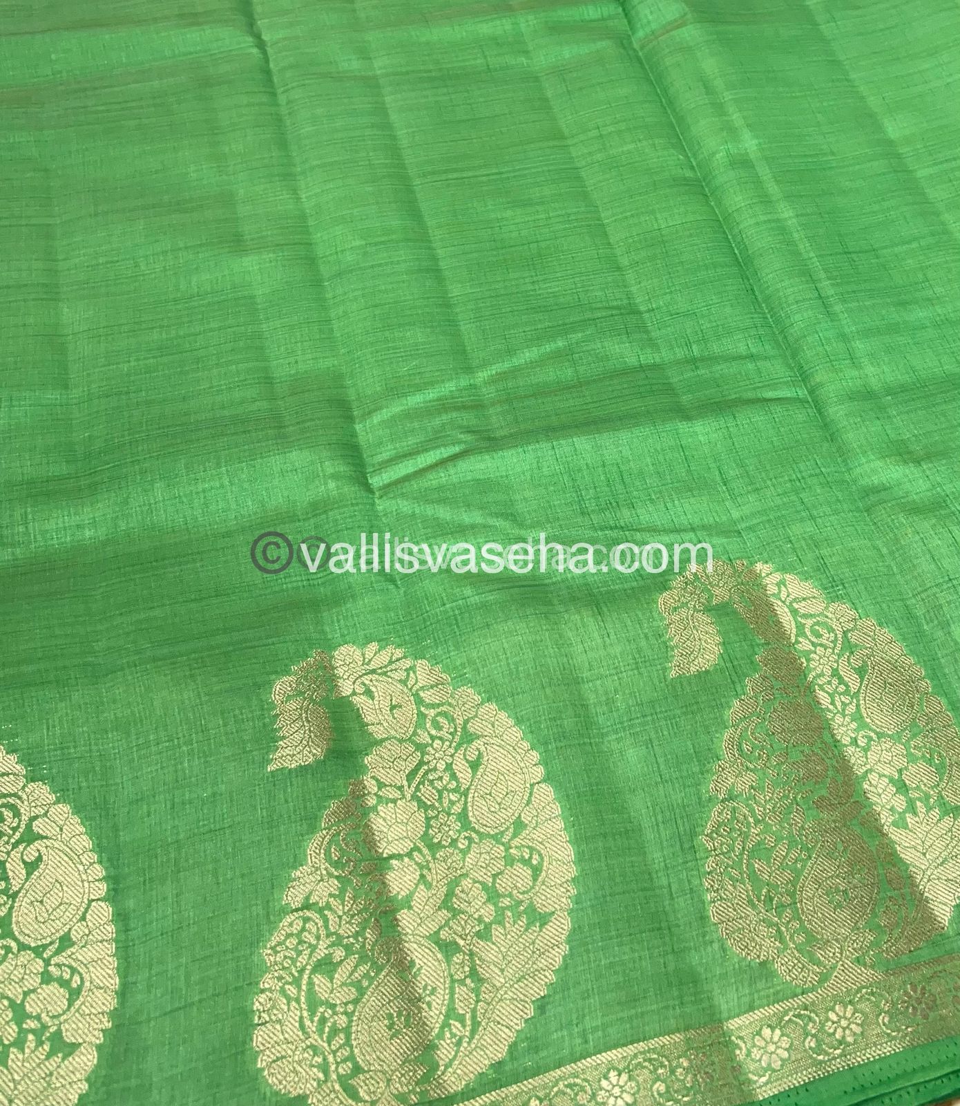 Semi Tussar Silk - Pastel Pista Green - VVSTS002