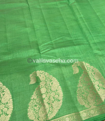 Semi Tussar Silk - Pastel Pista Green - VVSTS002