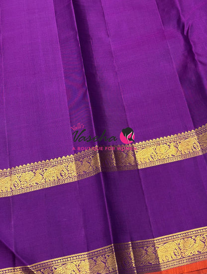 Pure Bridal Kanchipuram Silk Saree -  Grey & Purple Combo - VVPS076