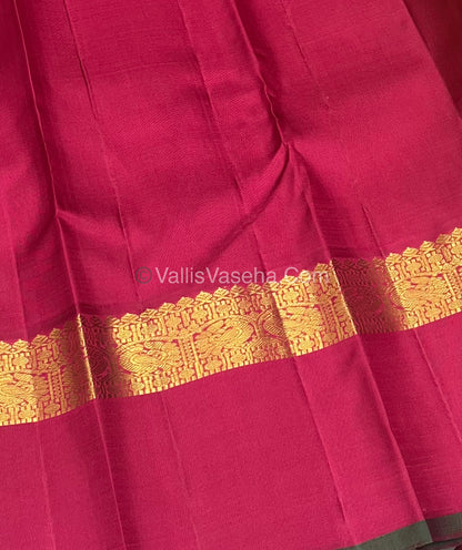 Pure Vintage Korvai Kanchipuram Silk Saree - Yellow & Maroon Combo - VVPS006